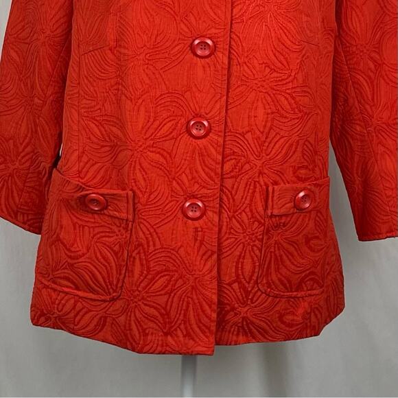 Joni B Orange Textured Cottage Coastal Grandma Jacket NWOT Size L - Picture 4 of 12